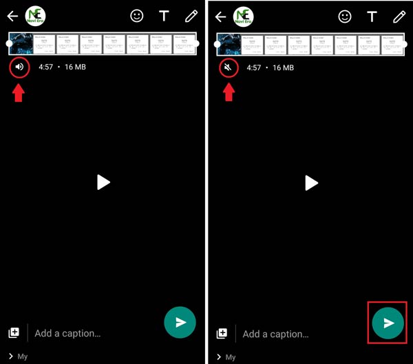 How to mute video's sound before sending on WhatsApp?