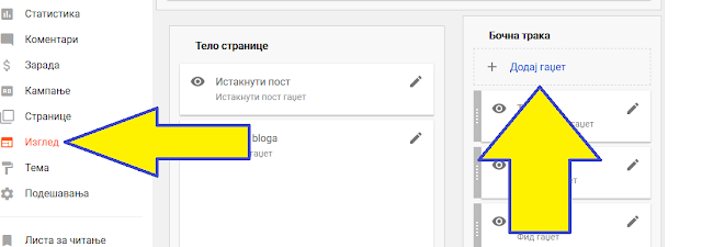Dodavanje vidžeta u bloggeru