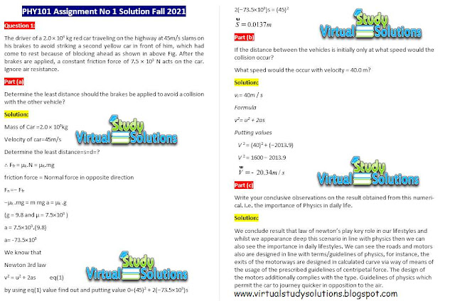 Sample Preview of PHY101 Assignment 1 Solution