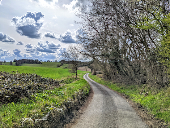 Head S and SW on Miserable Lane for 700m