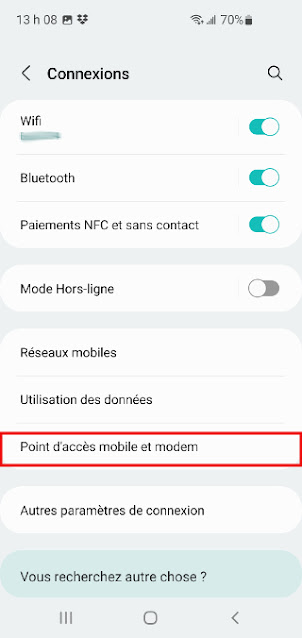 Point d'accès mobile | Étape 3: Point et modem