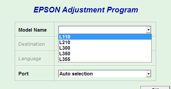 Download Epson L110, L210, L300, L350, L355 Resetter Tool