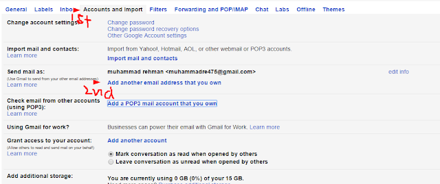 Settings of 2nd gmail account