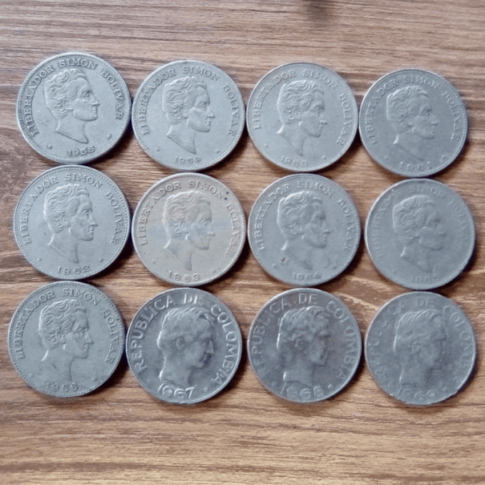 [COD202304C] Colección 12 Años. Moneda 50 Centavos Colombia de 1958 a 1967.