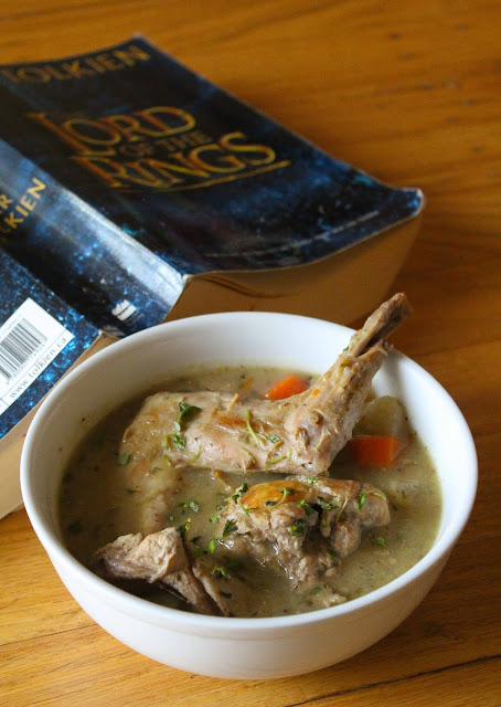 Tolkein fans and hobbits on a quest will both enjoy this rabbit stewed in herbs.