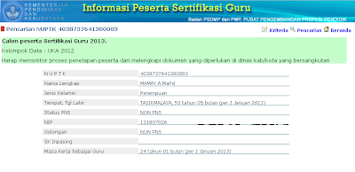 INFORMASI PESERTA SERTIFIKASI GURU 2016