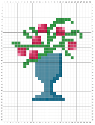 Mini flower jar - free cross stitch pattern