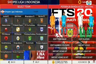 Download FTS 20 Mod Update Tim Promosi Shopee Liga 1 Indonesia 2020/2021