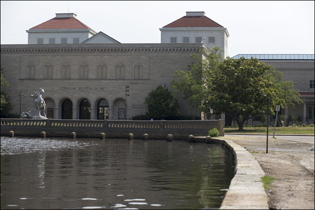 The inlet near the Chrysler Museum of Art at high tide. Before 1980, the Hague never flooded more than 100 hours a year. By 2009, it was routinely flooded for 200, and even 300 hours a year. Photo: Jay Westcott / The Washington Post