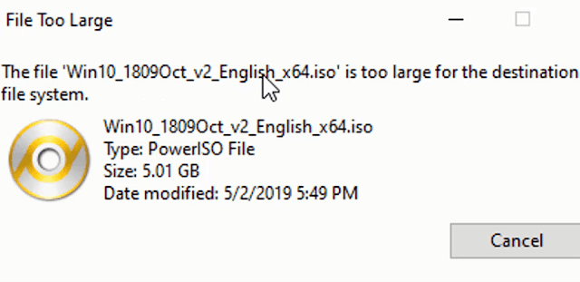 حل مشكلة this file is too large for the destination file system في الفلاشة Usb