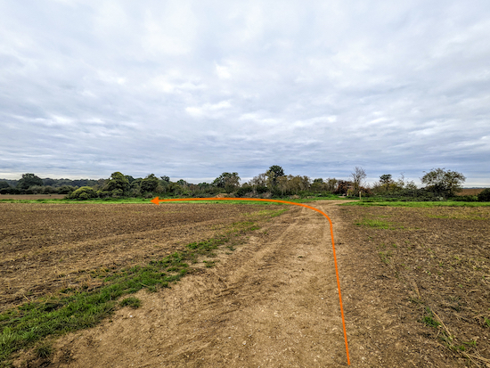 Turn left on Bramfield footpath 5 then head S