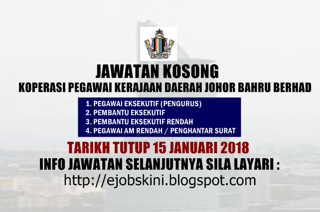 Jawatan Kosong Koperasi Pegawai Kerajaan Daerah Johor 