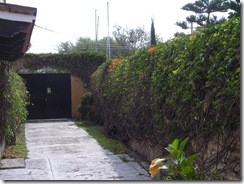 Stone wall and long driveway