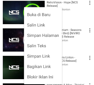 Menyalin link youtube di android