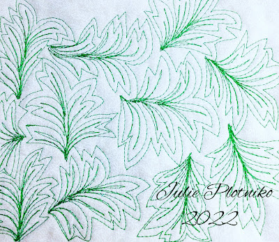 Green fronds create a new free motion quilting design