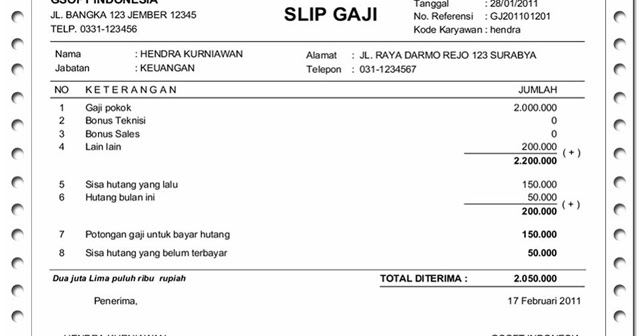 Contoh Slip Gaji Karyawan Terlengkap 2017  Antara Post