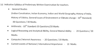 Odisha OSSC Hindi Teacher Recruitment 2023 Prelims Exam Syllabus