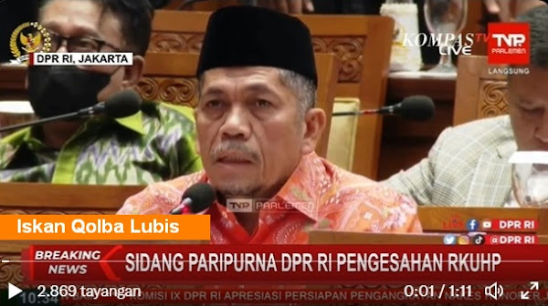 Anggota DPR Fraksi PKS Iskan Qolba Lubis diadukan ke Mahkamah Kehormatan Dewan  HAHA LUCUNYA DPR.... Anggota PKS Yang Protes Saat Sidang Paripurna RUU KUHP Dilaporkan ke MKD