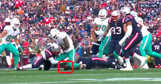 Raheem Mostert fumble wiped out by officials, Dolphins vs. Patriots, 1/1/2023
