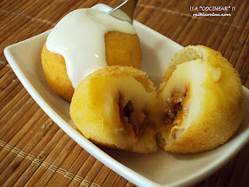 Bombas de patata rellenas de ternera y parmesano