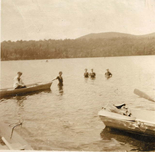 Florence Smith and friends at a lake