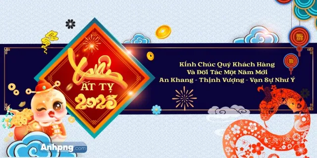 Thiệp Tết Ất Tỵ chúc mừng năm mới An Khang Thịnh Vượng