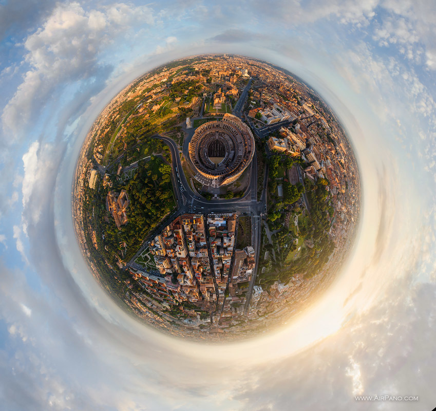 An amazing aerial look at the Roman Colosseum in Italy. - The Seven Wonders Of The World Look Totally Different In These Unique Photos.