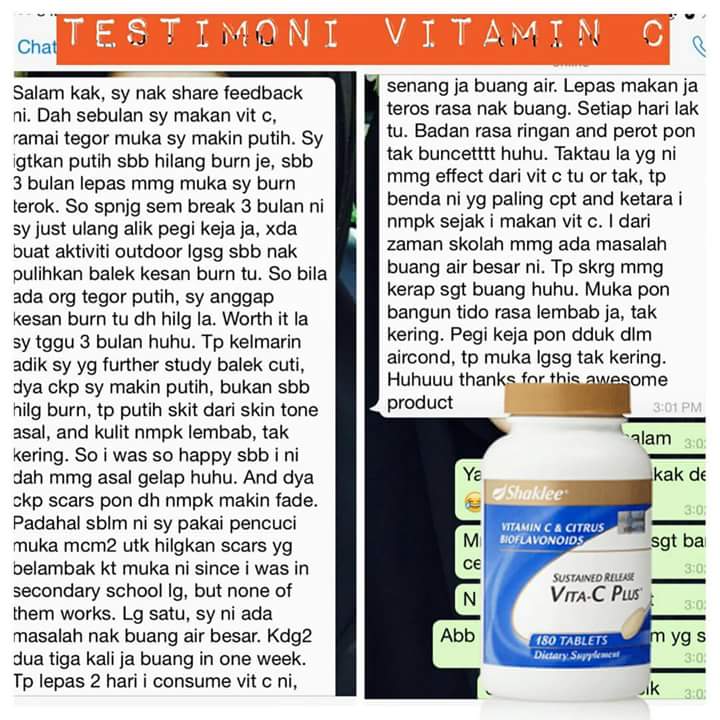 Vitamin C Shaklee : Keistimewaan , Kebaikan dan Testimoni