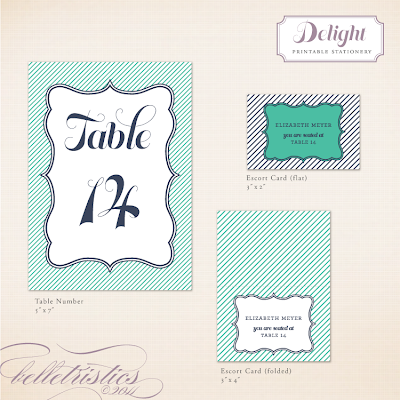 fun modern stripe printable table number escort card design