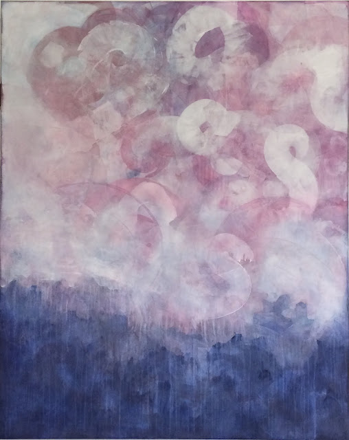 abby kasonik painting, pink purple, abstract landscape, fritz porter, large painting, 