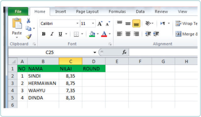 Cara Membulatkan Angka Dibelakang Koma Pada Excel