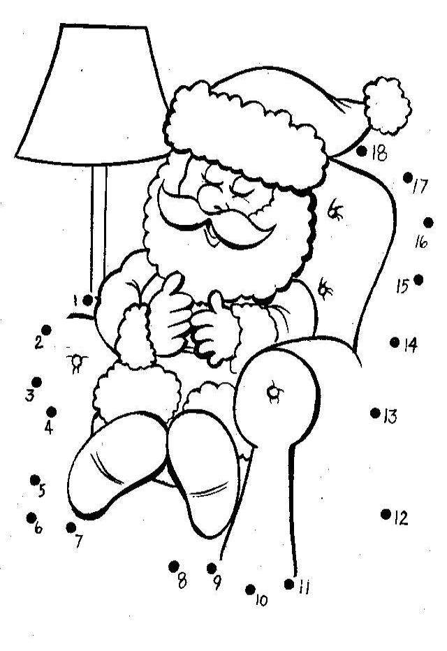 Sambung titik - Santa - Gambar Mewarna  Colouring Picture