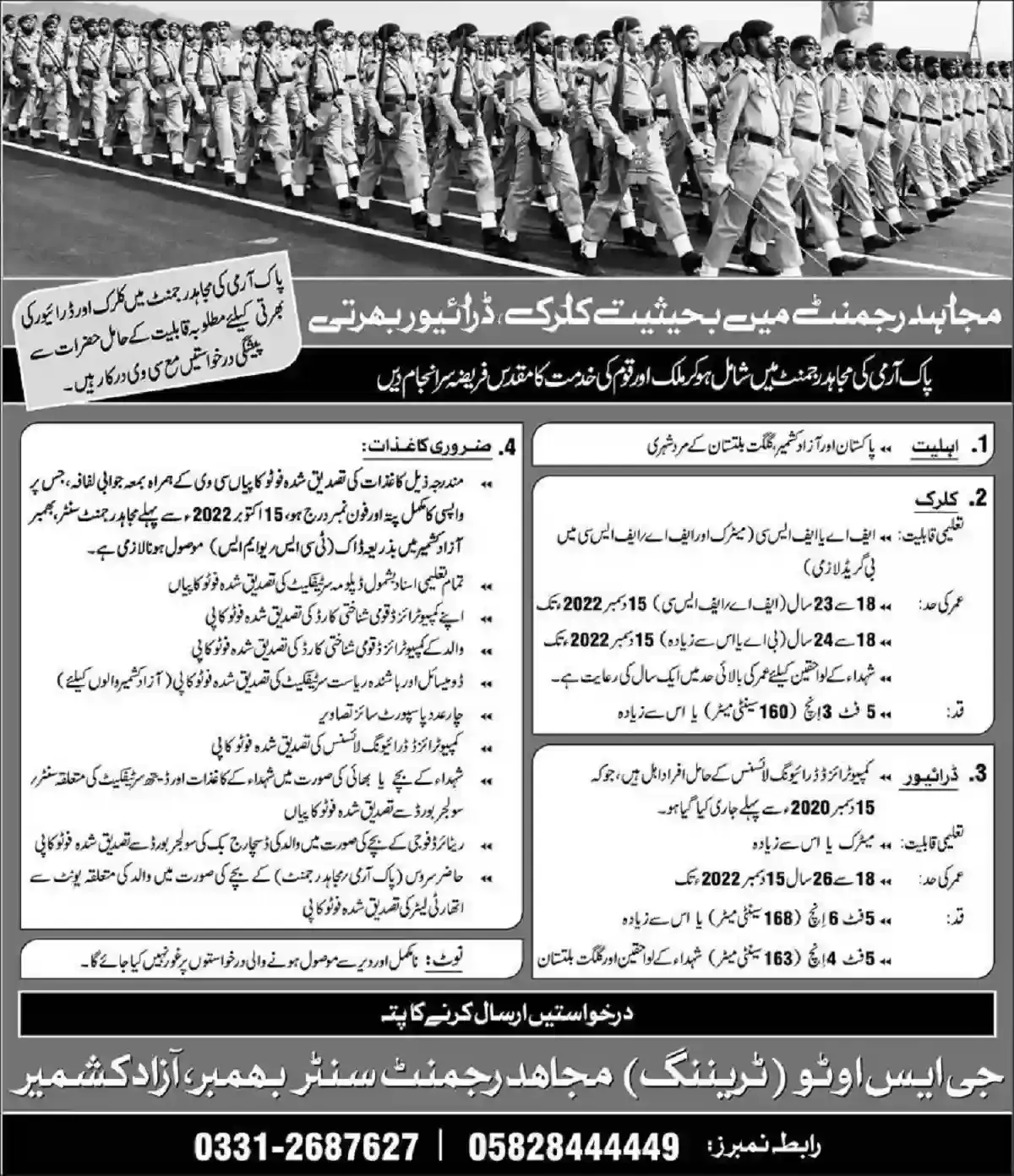 Mujahid Force Latest Jobs 2022 Advertisement