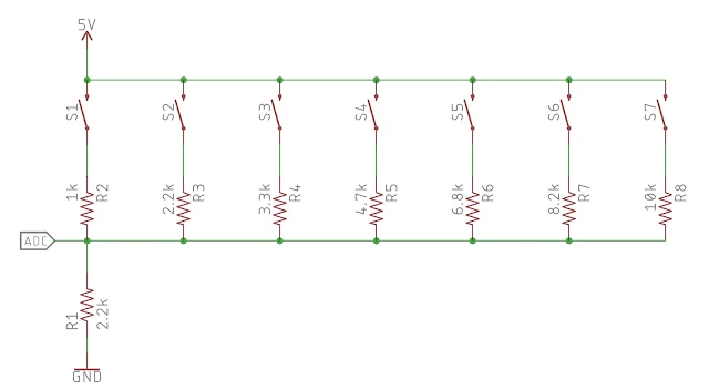 Reading buttons using ADC - Configuration 2