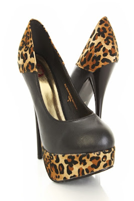 Leopard Texture Faux Leather Round Toe Pump Heels 
