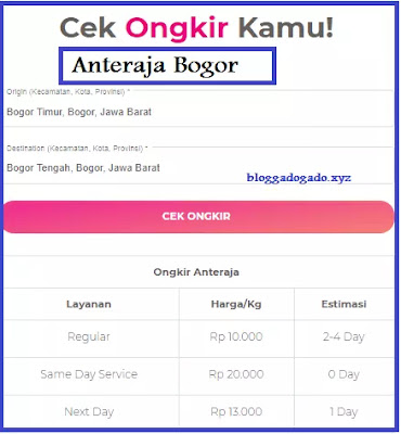 Alamat, Nomor Telepon, Cara Daftar dan cek ongkir anteraja bogor