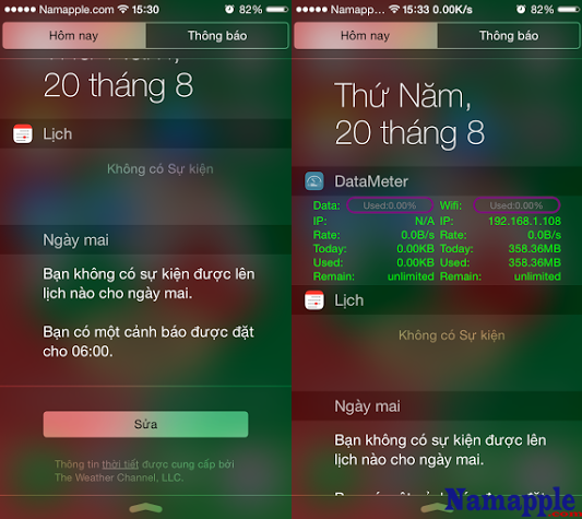 Tweak DataMeter - display network speed in the Status Bar iPhone