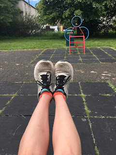 My legs swinging on the swing.