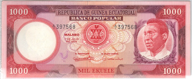 Guinea Equatoriale 1000 Ekuele 1975 P# 8