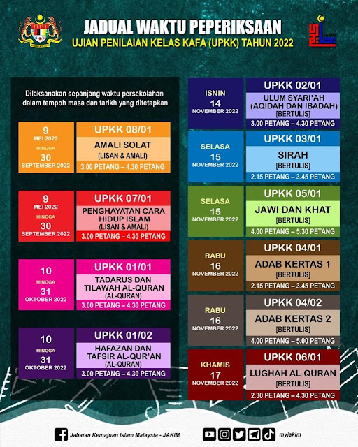 jadual waktu upkk 2022