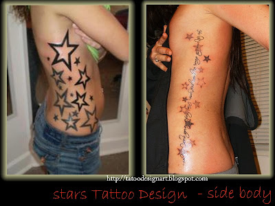 star tattoo on side. house star tattoos on side of