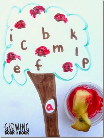 Letter A Apple Stamping #preschool #fall #alphabet