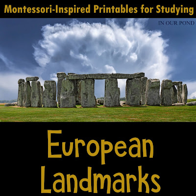 European Landmarks 3-Part Cards from In Our Pond #montessori #homeschooling #homeschool #printables #monstessorihomeschool #montessoriathome #montessorischool #safaritoob
