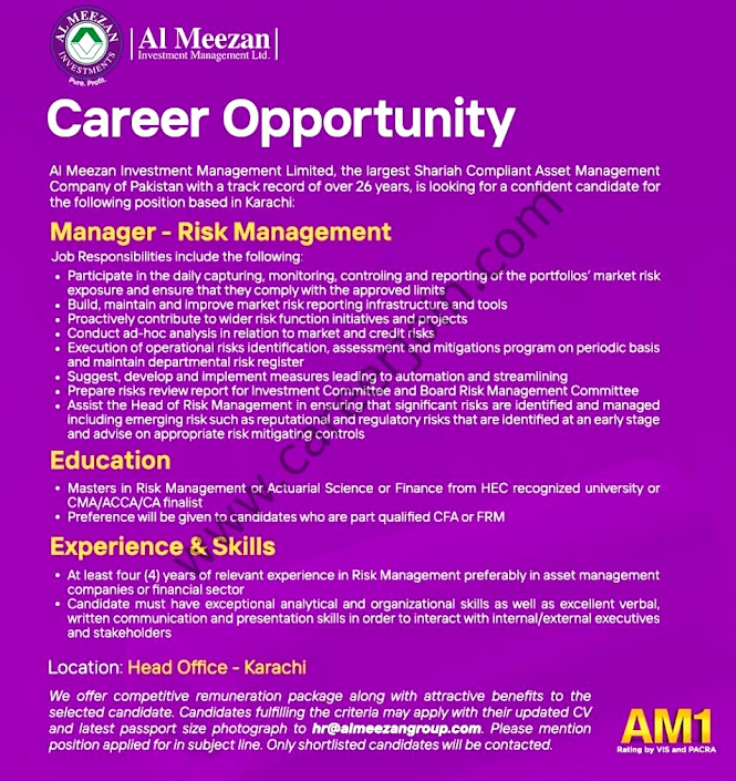 Latest Jobs in Al Meezan Investment Management Ltd 2021