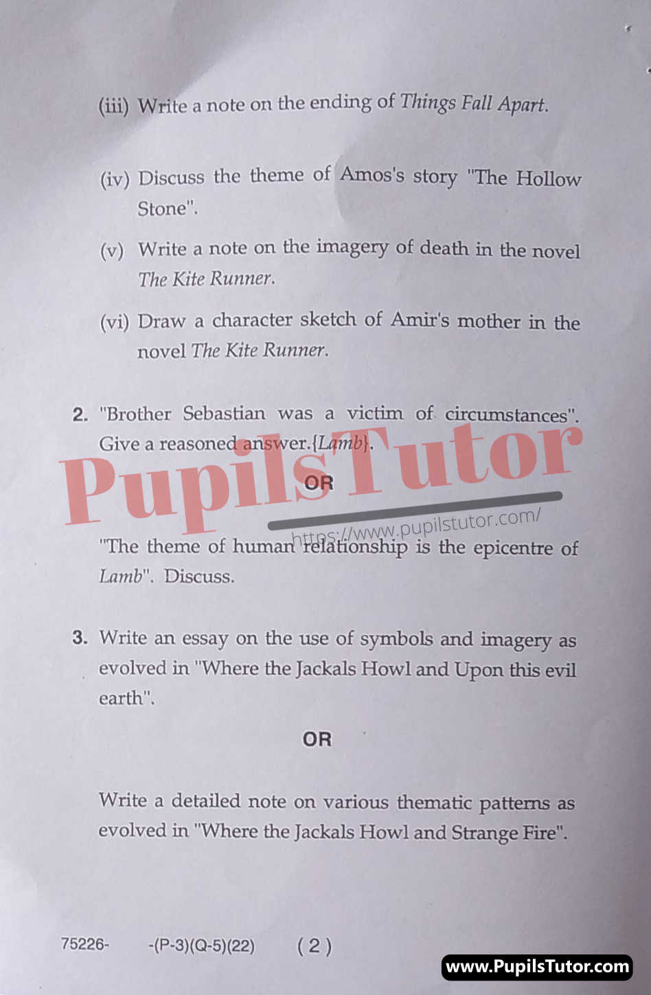 M.D. University M.A. [English] Literature And Ethnicity - I Third Semester Important Question Answer And Solution - www.pupilstutor.com (Paper Page Number 2)