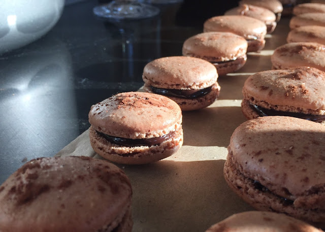 Baking Chocolate Orange macaron assembled