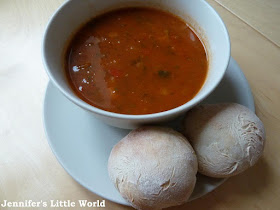 Soup and white rolls