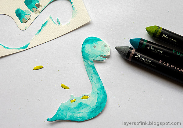 Layers of ink - Dinosaur Slider Card Tutorial by Anna-Karin Evaldsson. Color with Scribble Sticks.