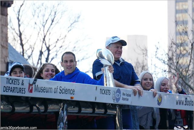 Bill Belichick en el Desfile de los Patriots por la Celebración de la Super Bowl LIII