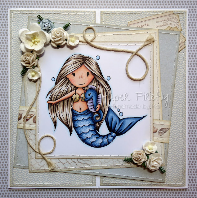 Gatefold card featuring mermaid Ellie by The Paper Nest Dolls